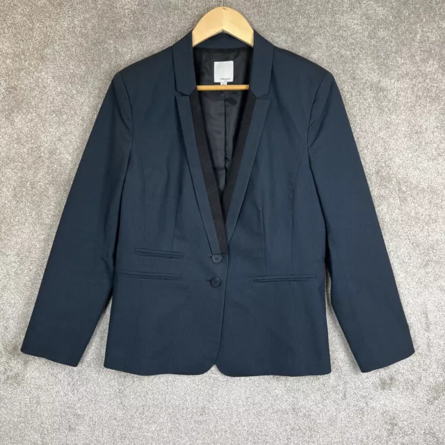 Halogen Jacket Womens 12 Petite Blue Cotton Blend Button Lined Blazer- 8253*