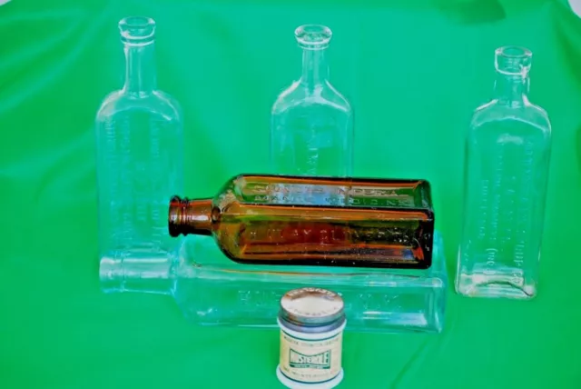 Vintage/ Antique Medicine Bottle Syrup Salve Flavoring Lot