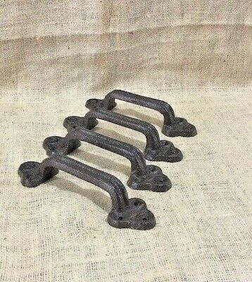 4 LARGE Handles Door Hardware Pull Gate Shed Drawer Barn Shed Rustic Cast Iron