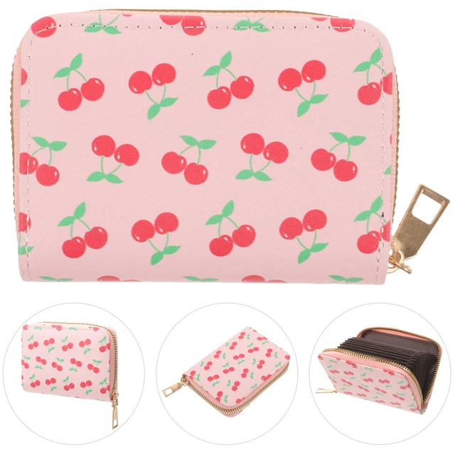 Étui De Chéquier En Similicuir Avec Nœud Cerise Rose - Porte-stylo Inclus - Dimensions 10,5x18 Cm