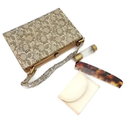 COTY Minaudiere Combined Purse and Make Up Bag L'aimant Vintage Perfume Bottle