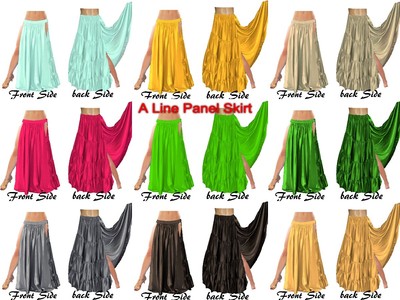 Avoria Ventre Gonna Danza Jupe Raso Un Linea Pannello 2 Lato Spacco Taglie Forti S95 