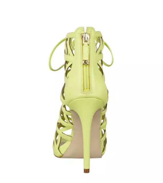 $110 Guess Women's Anasia Caged Heels In Yellow Lace Up Size 8.5 3