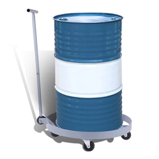 Drum Dolly 55Gal Heavy Duty Steel Frame Easy Roll with 4 Swivel Casters / handle
