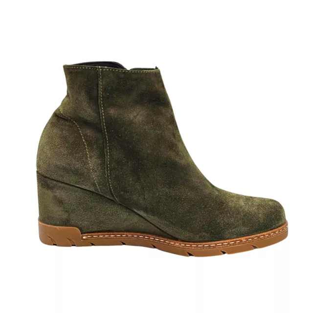 Eric Michael Margot Booties Green Suede Low Wedge Casual Comfort Ankle Booties 2