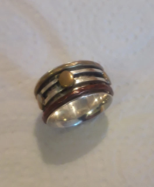 Bague En Argent Et Ambre - Taille 54 (17,3) - Occasion, Style Vintage