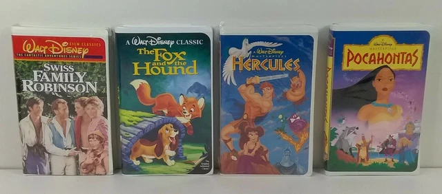 Walt Disney 4 VHS Video Tape Lot Swiss Family Fox & Hound Hercules Pocahontas
