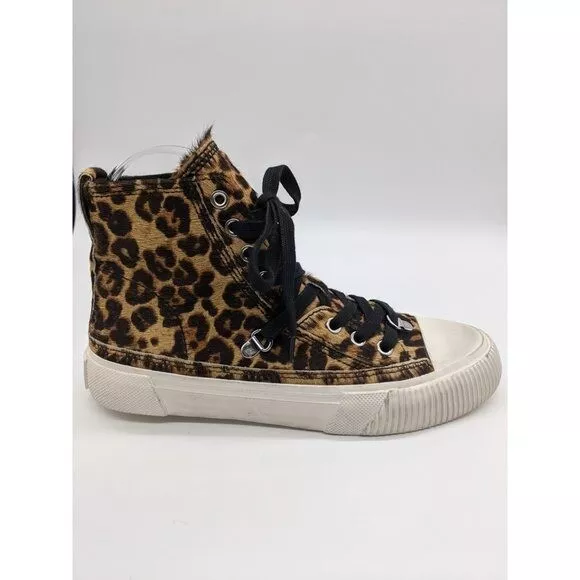 ALL SAINTS ELENA Leopard Calf Hair Sneakers Women s Size 37 Lace