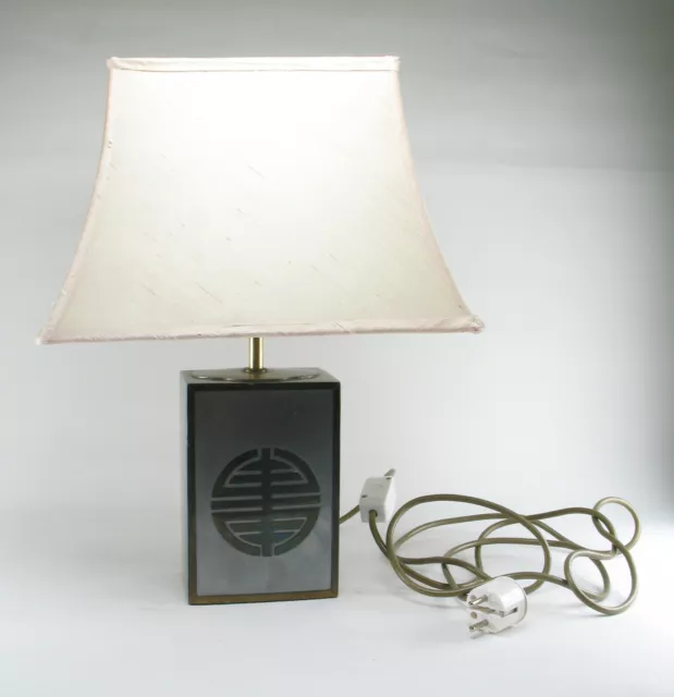 Koreanische Tischlampe Lampe mit Seidenschirm 50er mcm korean table lamp brass