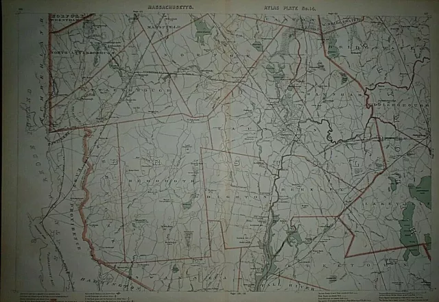 1891 Massachusetts Railroad &Township Map ~ RAYNHAM - NORTON - FREETOWN - ETC