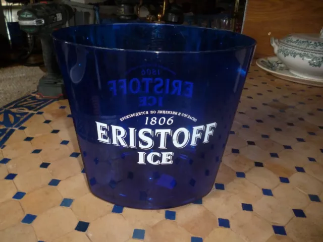 collection publicité seau à glace bleu  vodka eristoff  ice 1806 été apéro fetes