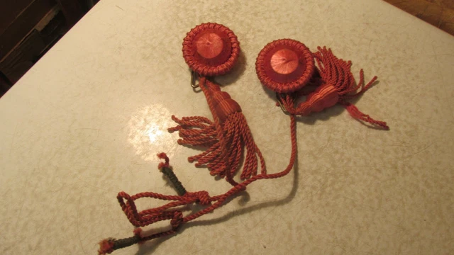 2 Antique Picture Molding Hooks Satin Rosettes & Tassels - No. 1 Mauve