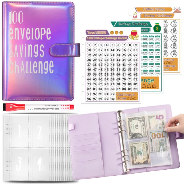 100 Envelope Challenge Binder Budget-Binder Savings Challenge Book Planner Books