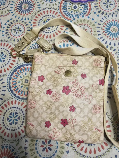 Coach Crossbody Bag Floral Off White/Pink Flower A1176-43047