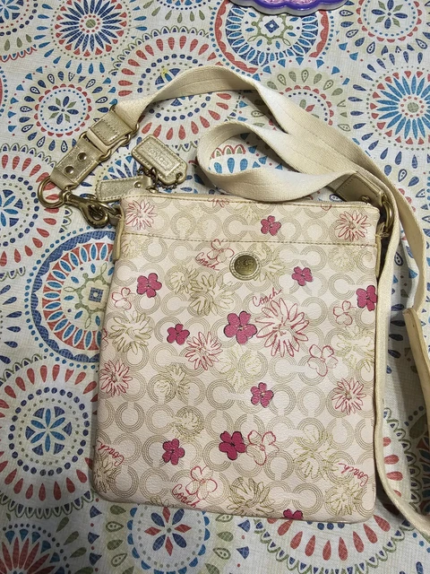 Coach Crossbody Bag Floral Off White/Pink Flower A1176-43047