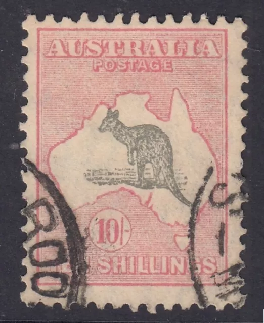 Kangaroo 1932   10/- Grey & Pink  C of A  wmk   used