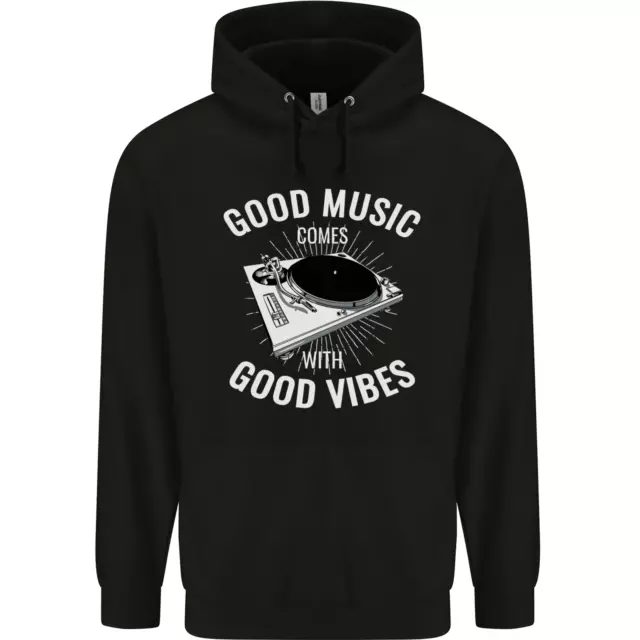 Good Music Vibes DJ Decks Vinyl Turntable Childrens Kids Hoodie