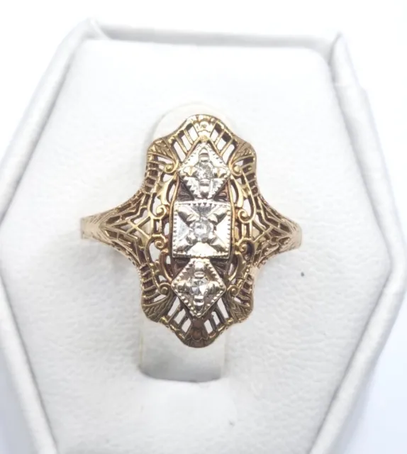 10kt Gold Diamond Art Nouveau Style Ring