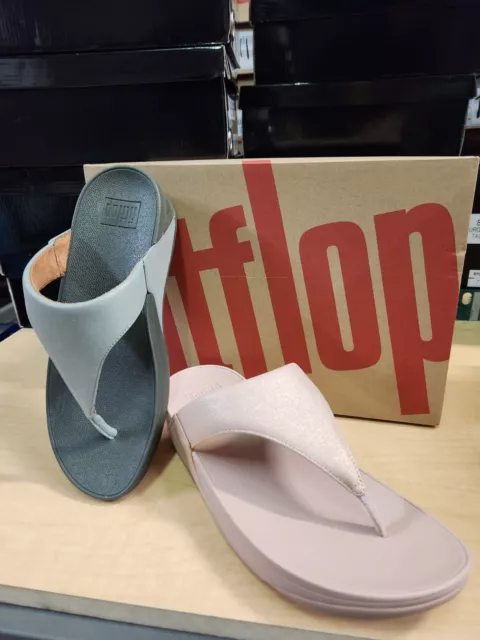 FitFlop LULU classic Shimmer Toe-Post wedge Sandals Choose Size & Color NEW