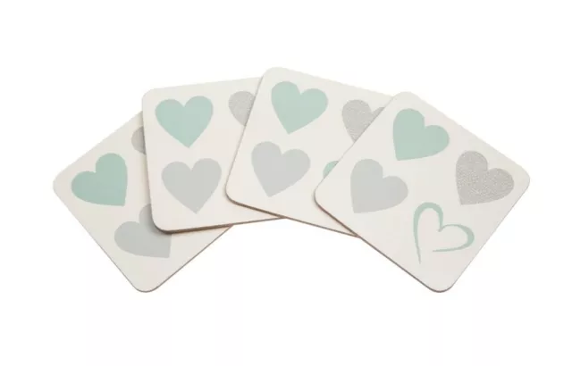 Set Of 4 Shabby Chic Love Heart Art Creme Coasters