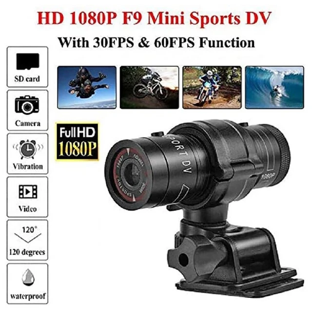 Fotocamera sportiva F9 100 W 1080P casco moto da esterno equitazione sport DV arrivato K8B9