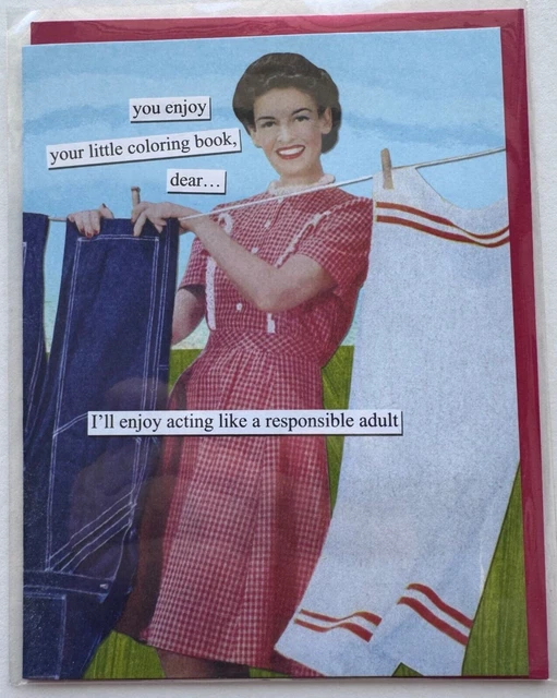 Anne Taintor Birthday Cards Funny Vintage Retro Greeting Card For Her, 4.25\" X 5.5\", Getting Lit In The Kitchen