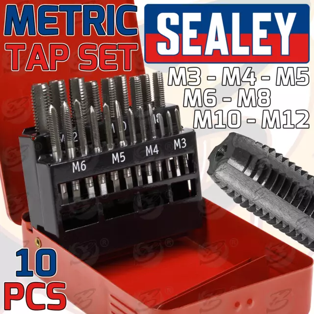 SEALEY Metric Tap Set 21pc M3 M4 M5 M6 M8 M10 M12 Taper Plug Thread Repair Taps