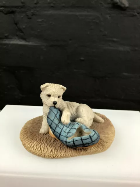 Teviotdale Puppy Dog with Slipper Figure Tom Mackie 4" Wide x 2.5" High