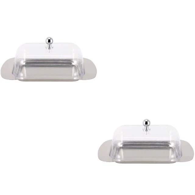 2 PCS Conteneur en acier inoxydable Conteneur de beurre ménage Plateau de beurre