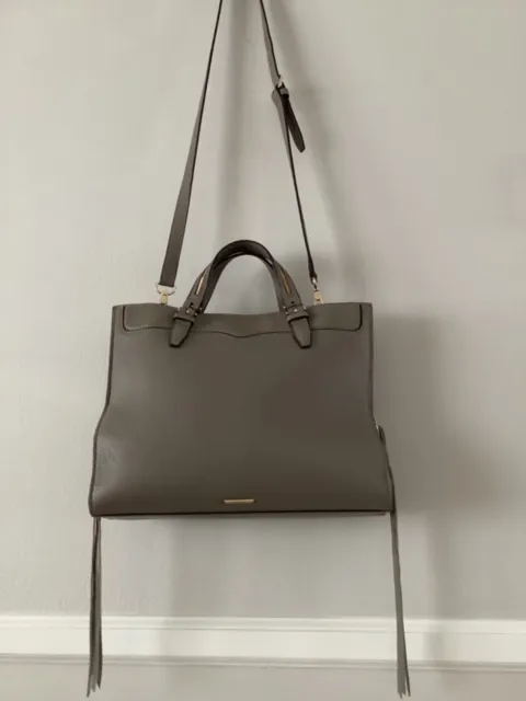 Rebecca Minkoff Gray Leather Satchel Dr. Bag Purse Handbag with Crossbody Strap