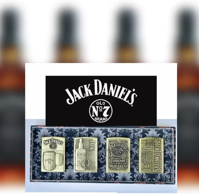 Jack Daniels Old No 7 Windproof Oil Lighter Gift 4 PCS Set Use With Zippo Fluid