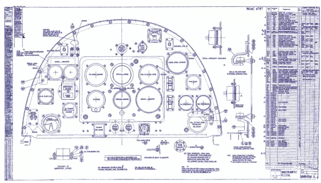 Supermarine Spitfire Cockpit Plans Rare Period Blueprint Drawings Ww2 1940