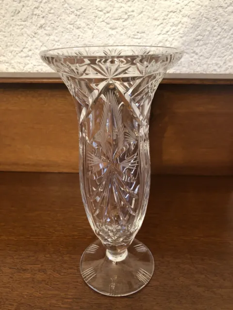 Kristallglas Vase *Schleuderstern* Handgeschliffen Antik um 1940