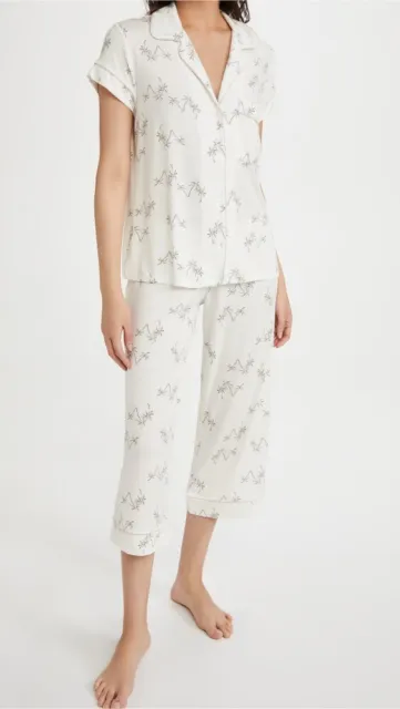 Eberjey Palm Tree Short Sleeve Crop Women Gisele Pajama Set Size XL *NEW*