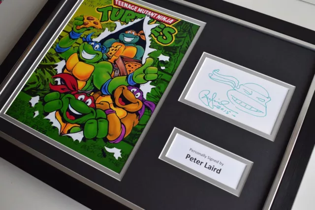 Peter Laird SIGNED FRAMED Photo Autograph 16x12 display Ninja Turtles AFTAL COA 2