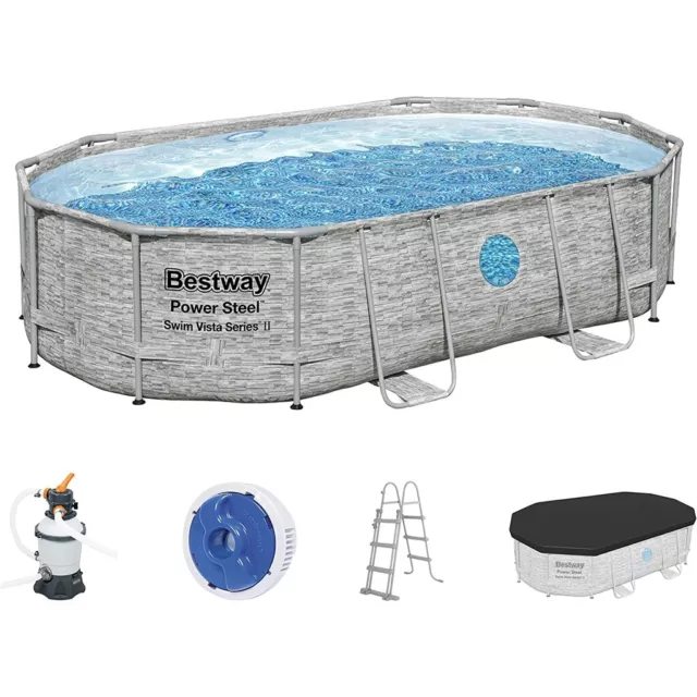 Bestway 56946 Power Steel Swim Vista Series Frame Pool Set mit Sandfilteranlage