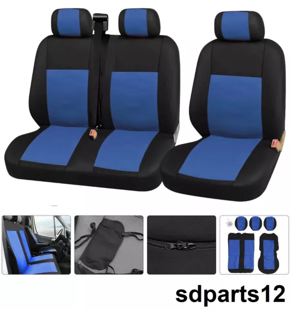 Pour Mercedes Sprinter Vito Housses de Siege Couvre 2+1 Tissu Bleu de Qualite