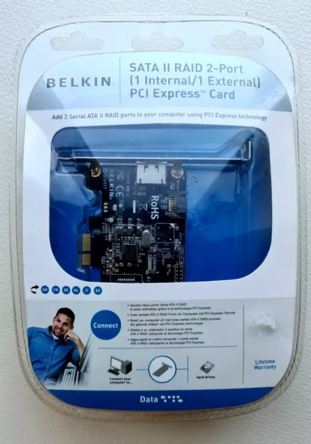 Belkin PCI Express Card SATA II RAID 2-Port (1 Internal/1 external) New Boxed