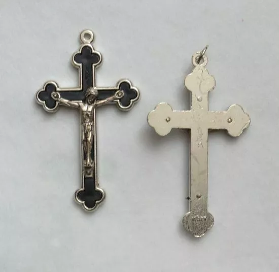 Crucifix, 60mm Black Backed, Metal Crucifix Pendant, Made in Italy Tracked Post