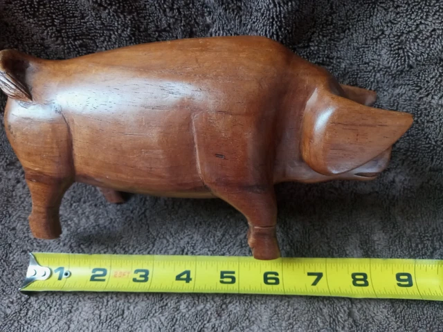 Vtg Hand Carved Wood Pig Hog Boar Figure Folk Art Animal Arkansas Razorback