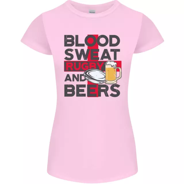 Blood Sweat Rugby and Beers England T-shirt divertente da donna petite cut 3