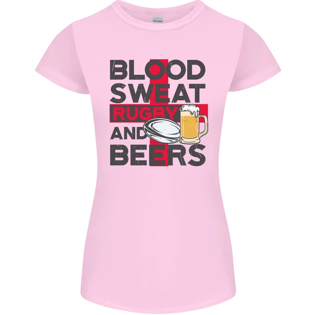 Blood Sweat Rugby and Beers England T-shirt divertente da donna petite cut 3