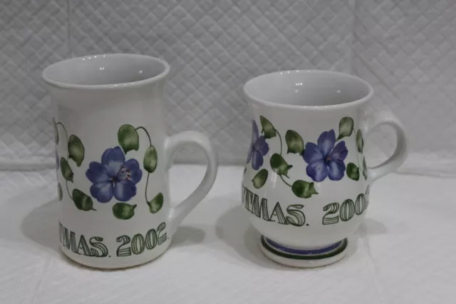 Group of 2 Rye Cinque Ports Art Pottery Christmas 2002 Mugs - VGC