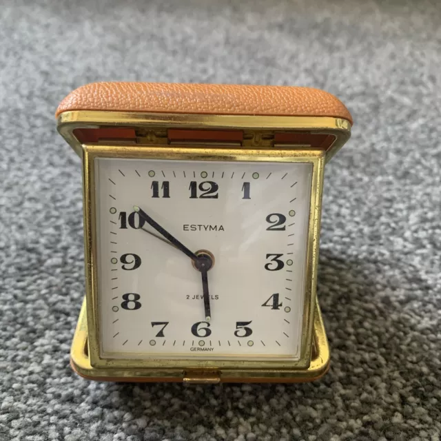 Vintage Travel  Alarm Clock Estyma 2 Jewels