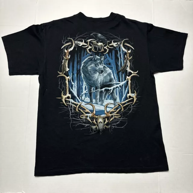 VINTAGE LIQUID BLUE Howling Wolf Native American Double Sided T-Shirt ...