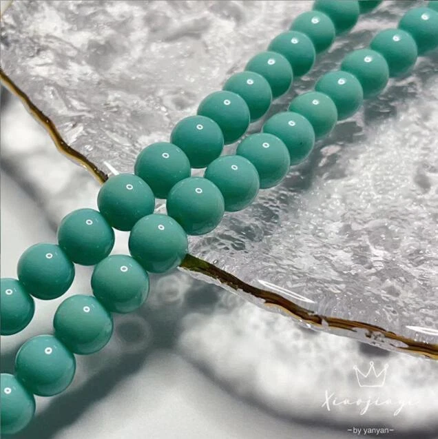 Wholesale 5pcs/package 8mm Glass Porcelain Jade Solid Color Light Beads Bracelet