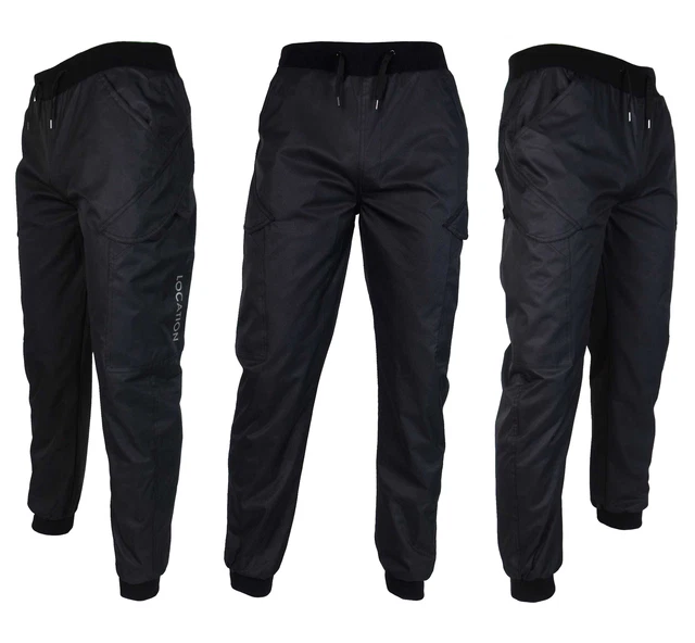 MENS LOCATION BLACK Razor Tracksuit Track Pants Cuffed Waterproof