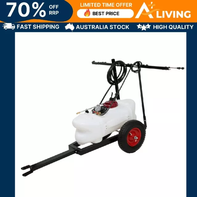 60L ATV Weed Sprayer with Trailer and Rear Boom Dual Mode 130psi 8m Range