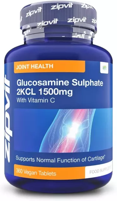 Glucosaminsulfat 2Kcl 1500Mg mit Vitamin C, 360 vegane Tabletten. GVO-frei