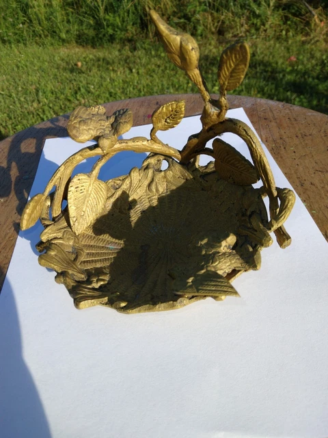 Rare Antique Victorian Brass Trinket Jewelry Soap Dish- Birds Nest- Spain